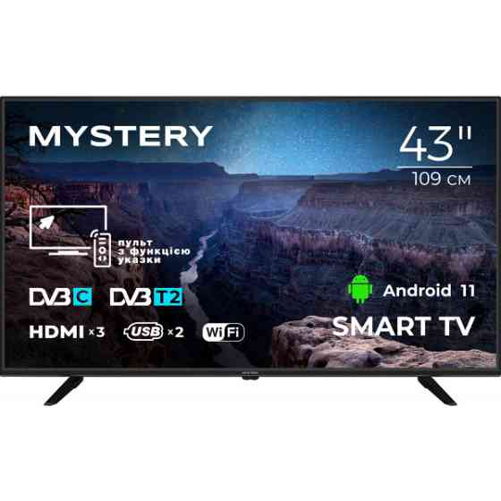TV 43 Mystery MTV-4350FST2 Full HD/Smart/Android 11/2xUSB 2.0/Wi-Fi/Miracast/Black (MTV-4350FST2) Київ