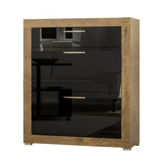 Тумба для обуви Парма 90 Мебель-сервис Дуб Април Черный лак Львов