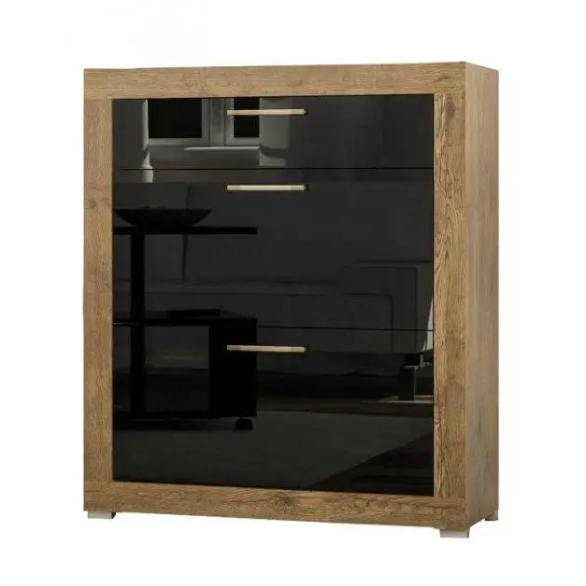 Тумба для обуви Парма 90 Мебель-сервис Дуб Април Черный лак Львов - изображение 1