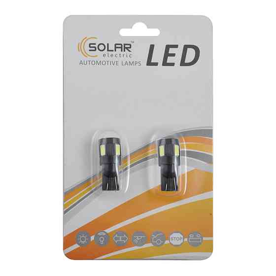 LED автолампа Solar 12V T10 W2.1x9.5d 6SMD 5630 white, 2шт LS286_B2 Киев
