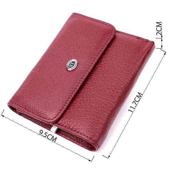 Шкіряний жіночий гаманець із монетницею ST Leather 19480 Бордовий Київ