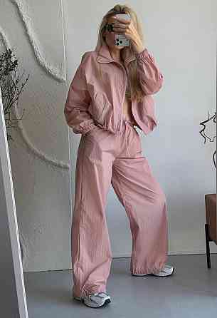 Женский стильный повседневный костюм из плащевки Пудра Одесса