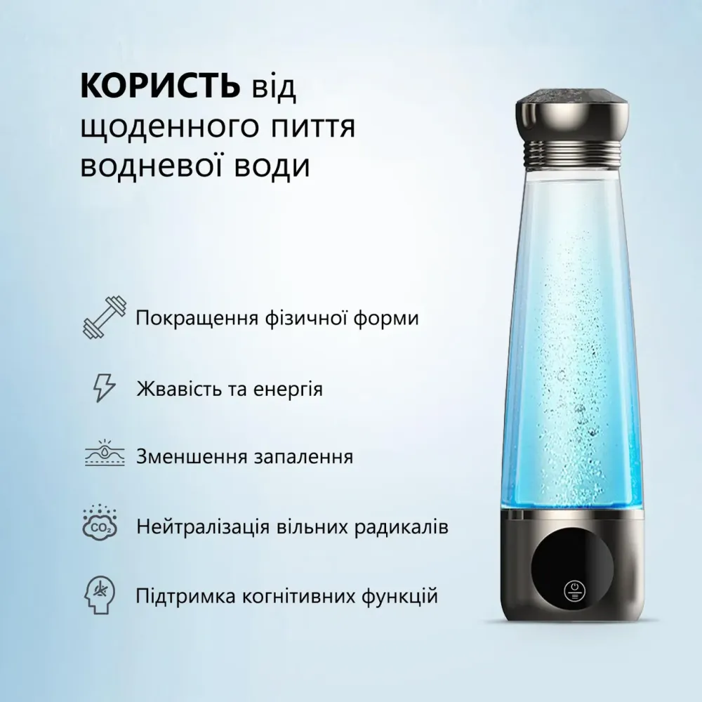 Водородная бутылка Angelic Элегантная на 280 мл. Генератор водородной воды з мембраной DuPont Днепр - изображение 2