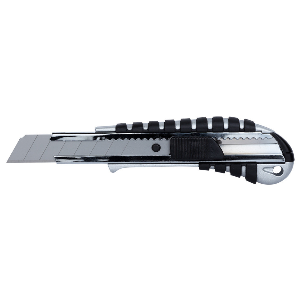 Нож строительный (корпус метал/резина) лезвие 18мм автоматический замок SIGMA (8211041) Киев - изображение 2