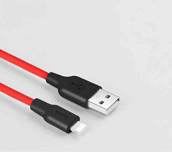 Кабель HOCO X21 USB to iP 2A, 1m, silicone, TPE connectors, Black+Red Київ