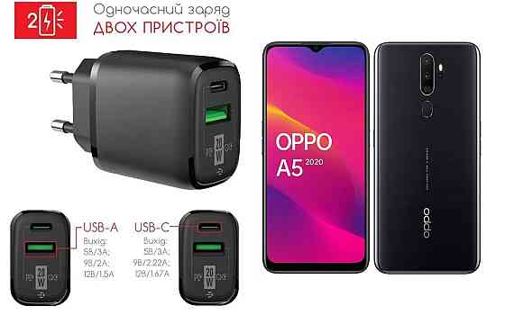 Сетевое зарядное устройство для Oppo A5 2020, 20W 3A, Quick Charge 3.0 Киев