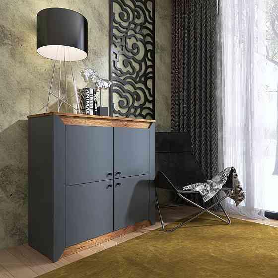 Тумба 4-х дверная закритая Эверест Нордик-980 98х38х92 см Графит + Дуб крафт золотой (DTM-5528) Днепр