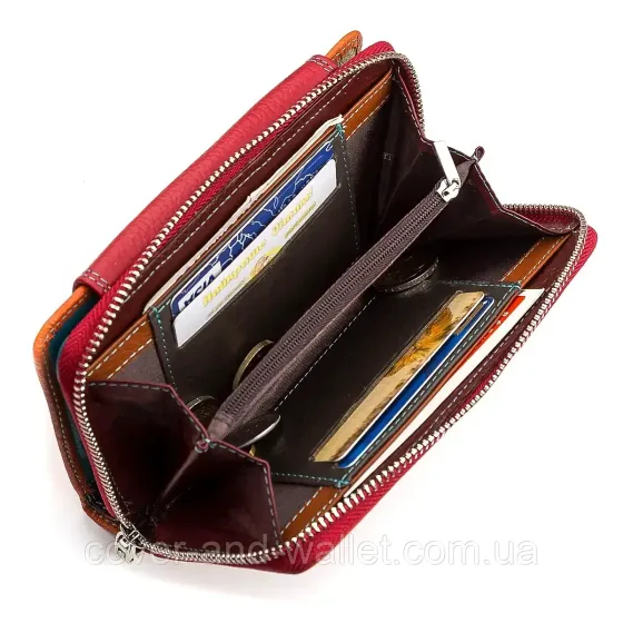 Яркий женский кожаный кошелек клатч на молнии среднего размера ST Leather Киев