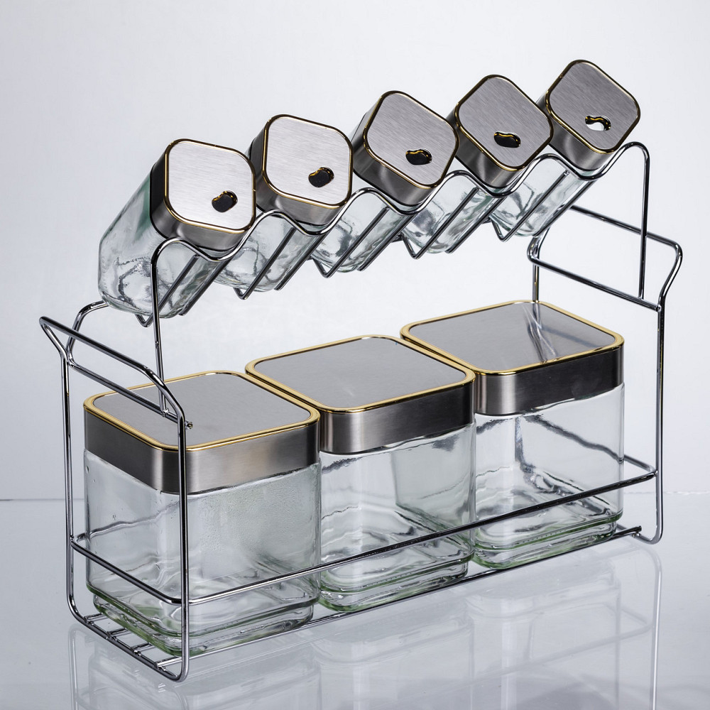 Набір ємностей для зберігання 8 штук по 100/700 мл на металевій підставці HP-1347 Київ - фото 5