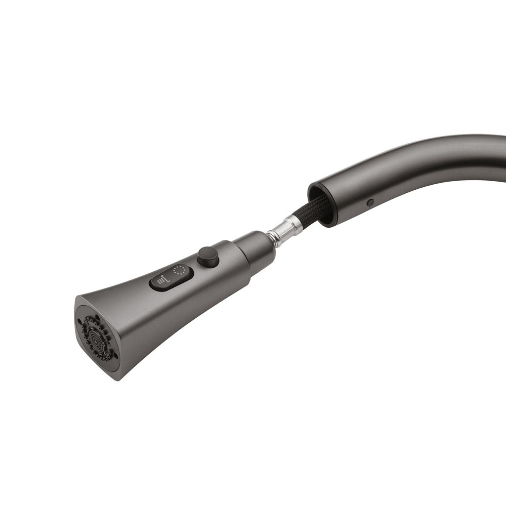 Змішувач для кухні з висувним виливом Kroner KRP Makon - GRP030-T графіт Київ - фото 6