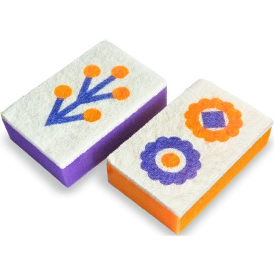 Губки кухонні Добра Господарочка Колекція Вибійка Помаранчево-фіолетові з принтом 2 шт. (4820086523998) Вінниця - фото 2