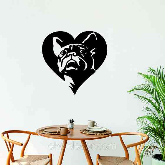 Декоративне настінне Панно «Французький  бульдог», Декор на стіну 110*84 см, Чорний Київ