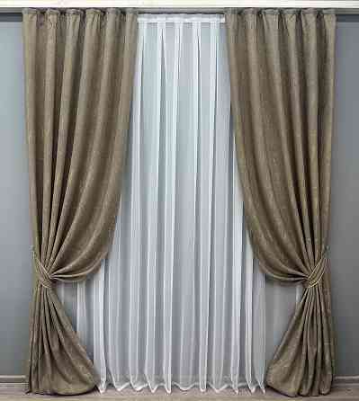 Комплект штор VR-Textil Жакард Viva Marmo № 1786ш Какао 150х250 см 2 шт (39-971) Київ