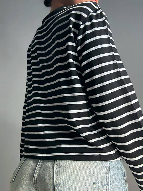 Лонгслів жіночий KEYYMOD 34094 у смужку з підплічниками оверсайз чорний, чорний, S Київ - фото 7