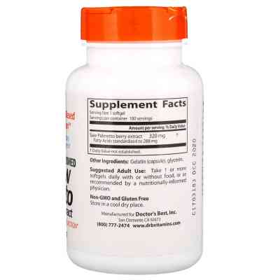 Трави Doctor&apos;s Best Со Пальметто, Екстракт, Saw Palmetto, 320 мг, 60 капсул (DRB-00082) Вінниця