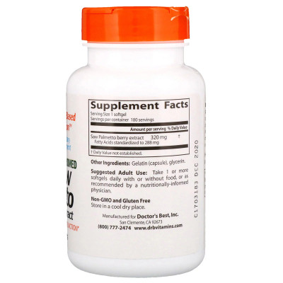 Травы Doctor's Best Со Пальметто, Экстракт, Saw Palmetto, 320 мг, 60 капсул (DRB-00082) Винница - изображение 2