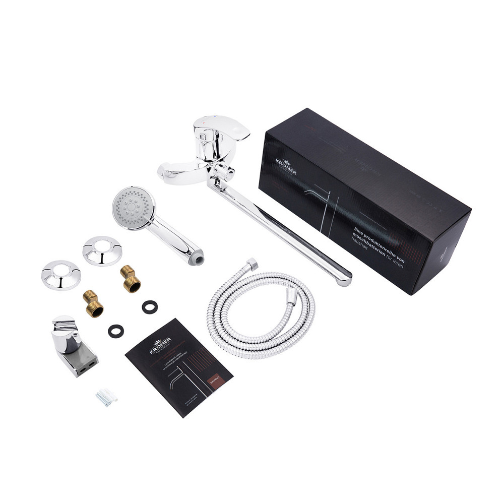 Змішувач для ванни Kroner KRP Konstante - C070 з душовим гарнітуром, хром Київ - фото 8