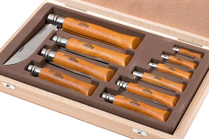 Универсальный Набор Ножей 10 штук в деревянной коробке Opinel 