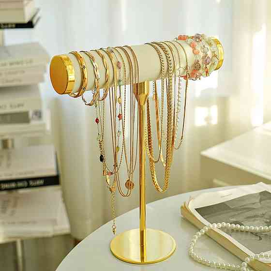 Cтойка-органайзер для ювелирных украшений,цепочек,браслетов,часов подставка для драгоценностей и бижутерии 28х23х5 см,бежевый Каменец-Подольский