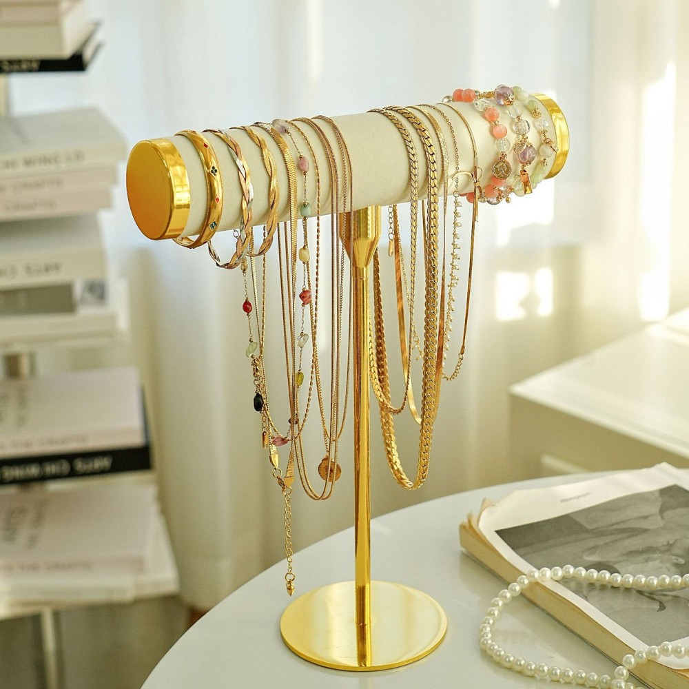 Cтойка-органайзер для ювелирных украшений,цепочек,браслетов,часов подставка для драгоценностей и бижутерии 28х23х5 см,бежевый Каменец-Подольский - изображение 4