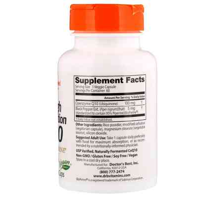 Антиоксидант Doctor&apos;s Best Коензим Q10 Високої абсорбацию 100мг, BioPerine, 60 гелевих (DRB-00069) Вінниця