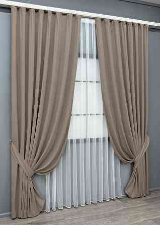 Комплект готових штор VR-Textil Мікровелюр Petek № 1487ш Какао 200х290 см 2 шт (32-461) Київ