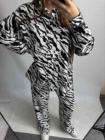 Костюм жіночий літній льон Чорно-Білий Тваринні принти XS-S Харків