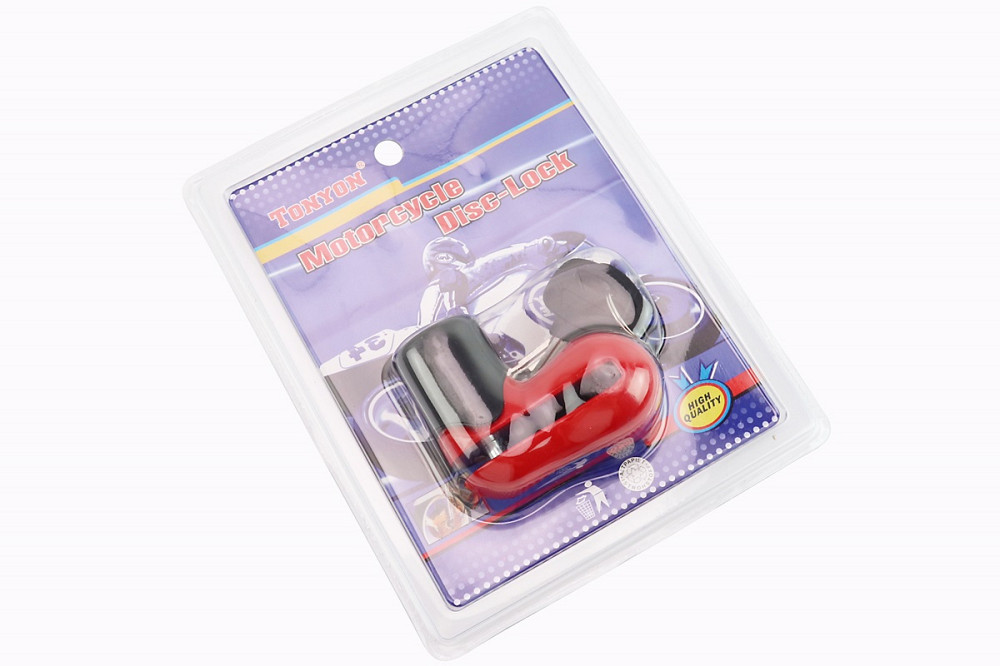 Замок протиугінний на гальмівний диск під ключ, червоно-чорний TY115 Київ - фото 2