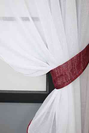 Кухонный комплект VR-Textil № 084к шторки с ламбрекеном бордовый с белым 270х170 см (50-754) Киев