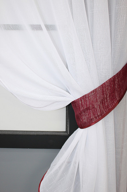 Кухонный комплект VR-Textil № 084к шторки с ламбрекеном бордовый с белым 270х170 см (50-754) Киев - изображение 3