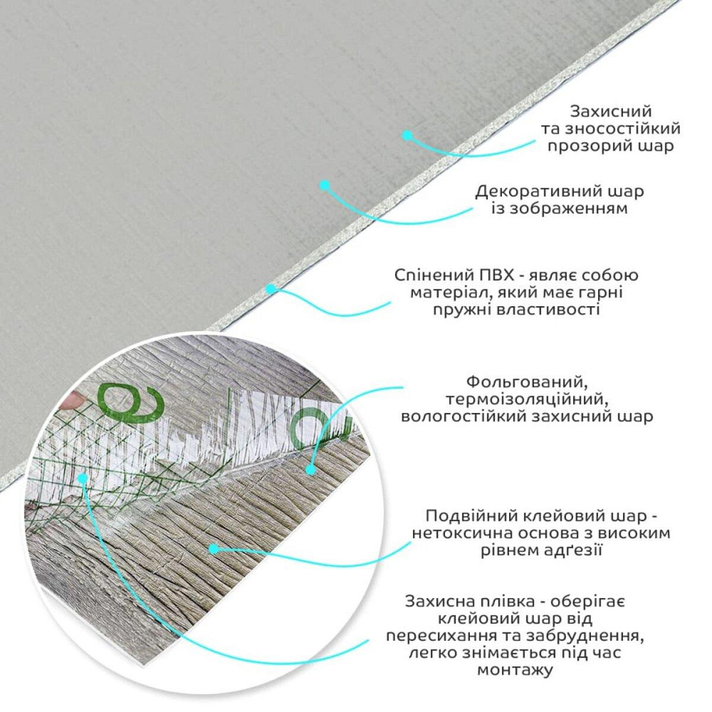 Самоклеюча вініловая плитка в рулоні 600х3000х2мм Сірий льон Мат SW-00002043 Київ - фото 2