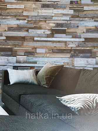 Шпалери вінілові Grandeco One roll one motif 2 EP6001 панно 3д лофт під камінь піщаник чорний сірий коричневий Київ