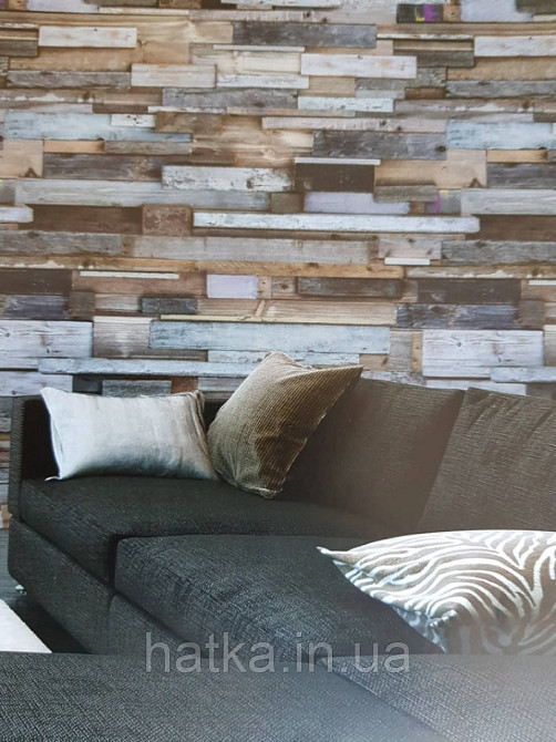 Обои виниловые Grandeco One roll one motif 2 EP6001 панно 3д лофт под камень песчаник черный серый коричневый Киев - изображение 1