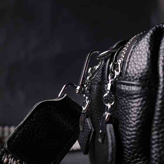 Сумка прямокутна для жінок на два відділення з натуральної шкіри Vintage 22343 Чорна Київ