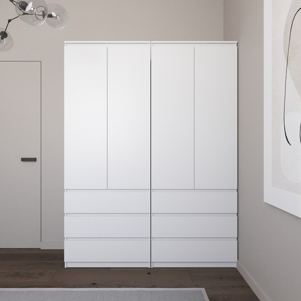 Шафа для одягу VAYS зі штангою та полицями, 6 шухляд, комплект з 2 шаф R9+R16 Білий Львів - фото 1