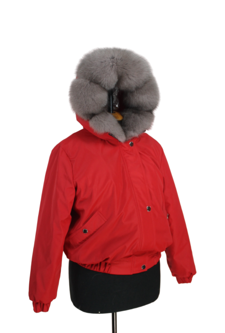 Бомбер женский с мехом песца 44 Красный Харьков - изображение 6