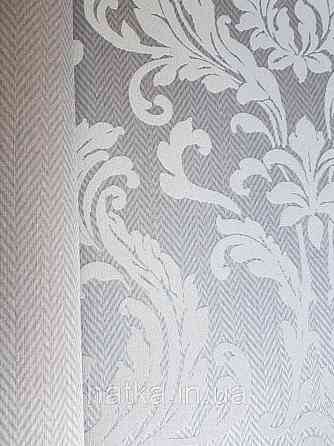 Текстильні шпалери на флізеліновій основі Cador Rasch Textil 086668 блакитна основа зигзаги ялинка вензелі Київ