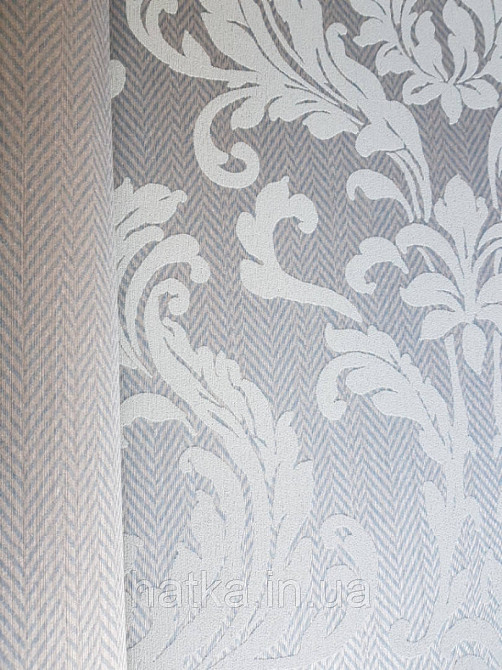 Текстильні шпалери на флізеліновій основі Cador Rasch Textil 086668 блакитна основа зигзаги ялинка вензелі Київ - фото 2