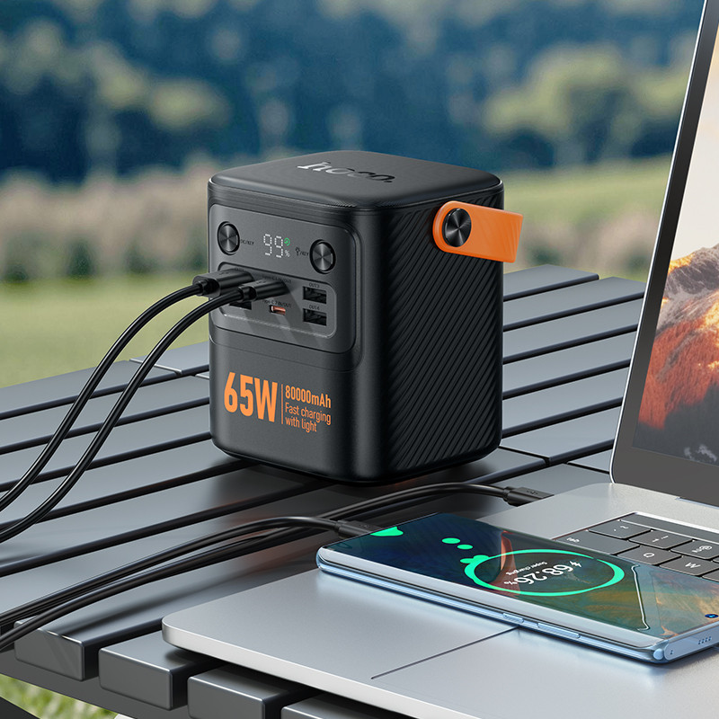 Зовнішній акумулятор HOCO J152 Pro Tough PD65W+light power bank (80000mAh) Black Київ - фото 8