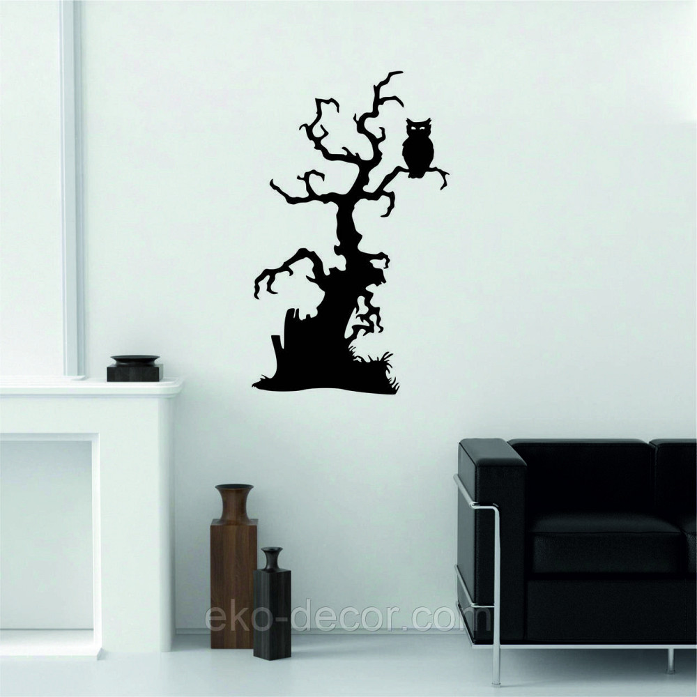 Декоративное настенное Панно «Хеллоуин, силуэт дерева», Декор на стену 110*67, Черный Киев - изображение 4