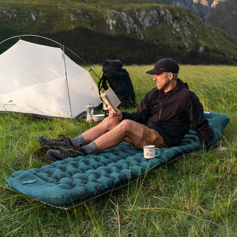 Матрац туристичний надувний одномісний Naturehike CNK2550WS019, 200x60x9.5 см, синій, прямокутний із мішком для надування Київ - фото 3