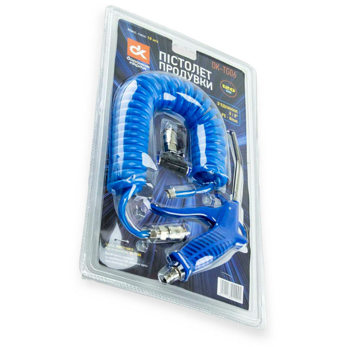 Пистолет для продувки кабины 120мм со спиральным шлангом 8мм х 5м + фитинг с быстросъемом Мукачево - изображение 1