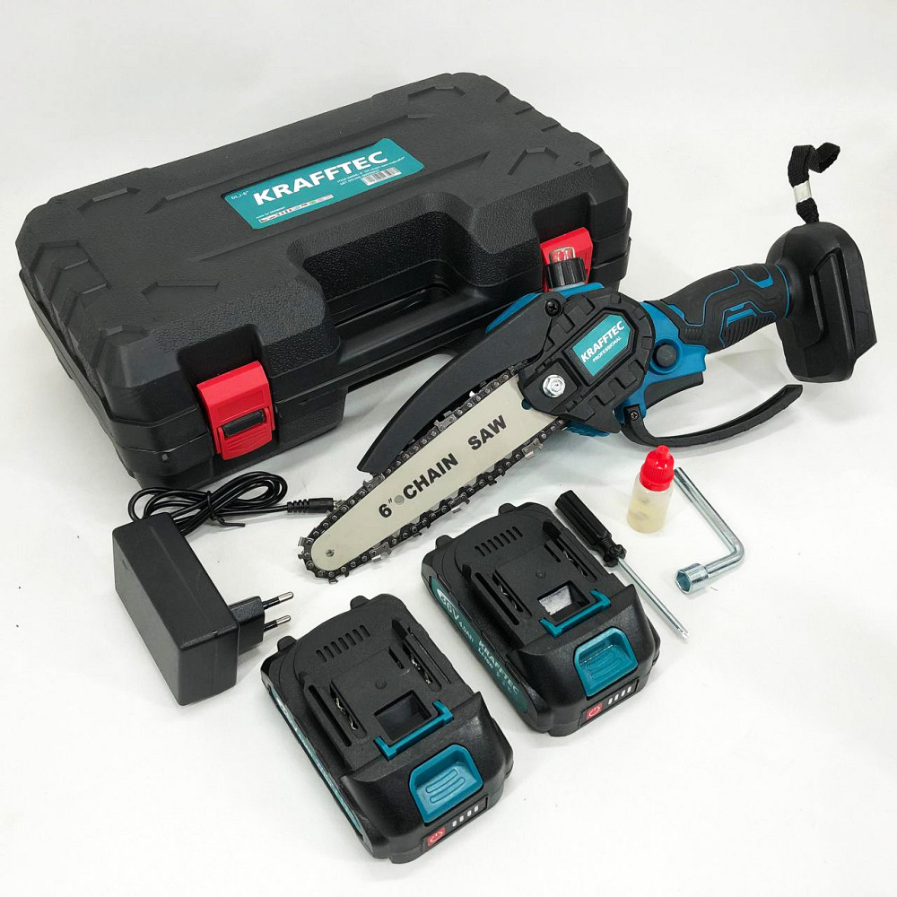 Пила електрична для заготівлі дров Krafftec 15 см, Пилка на батарейках для обрізки гілок JA-52 Львів - фото 7