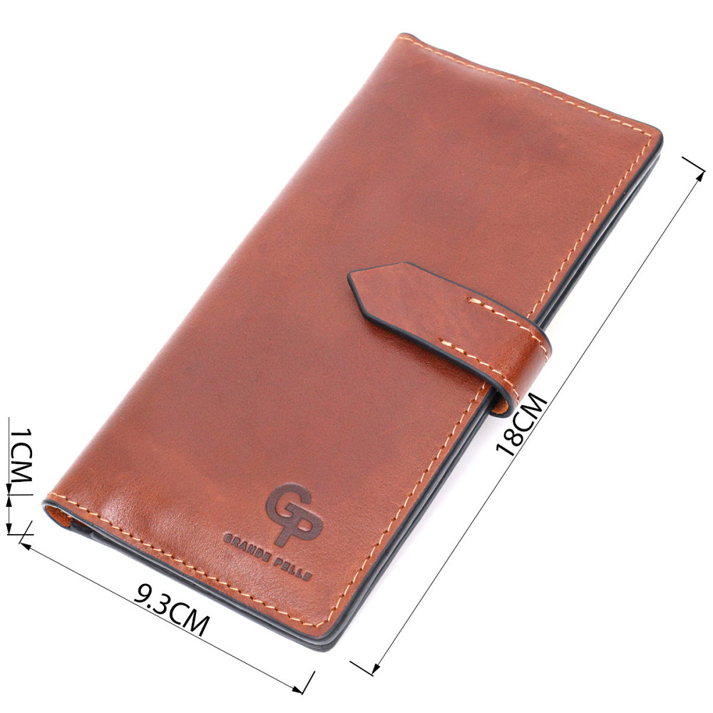 Интересный вертикальный кошелек из натуральной кожи GRANDE PELLE 11660 Коричневый Киев - изображение 9