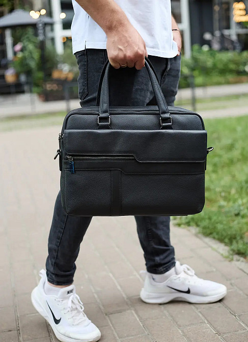 Мужская кожаная сумка портфель для ноутбука и документов в деловом стиле Tiding Киев - изображение 9