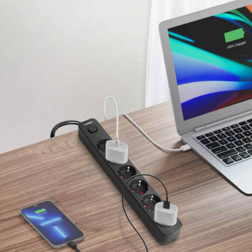 Мережевий подовжувач із заземленням 6 розеток 3м з кнопкою чорний VF-PD63G-B Oncord Videx Житомир