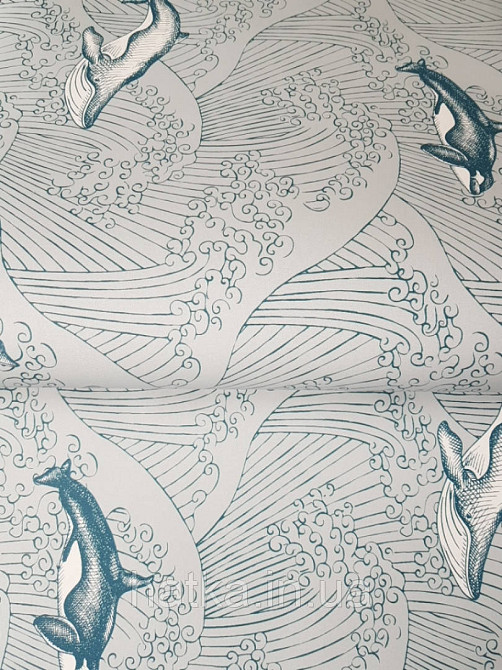 Шпалери флізелінові дитячі Caselio Our Planet морі дельфіни кити черепахи смарагдові Київ - фото 1