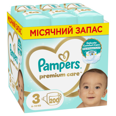 Підгузки Pampers Premium Care Midi Розмір 3 (6-10 кг) 200 шт (8006540855898) Вінниця - фото 1