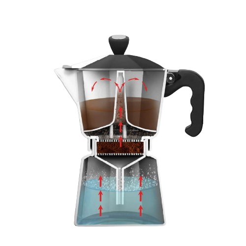 Кавоварка гейзерна 300мл (6 порцій) алюмінієва MR-1666-6-BLACK Espresso Moka Maestro Житомир