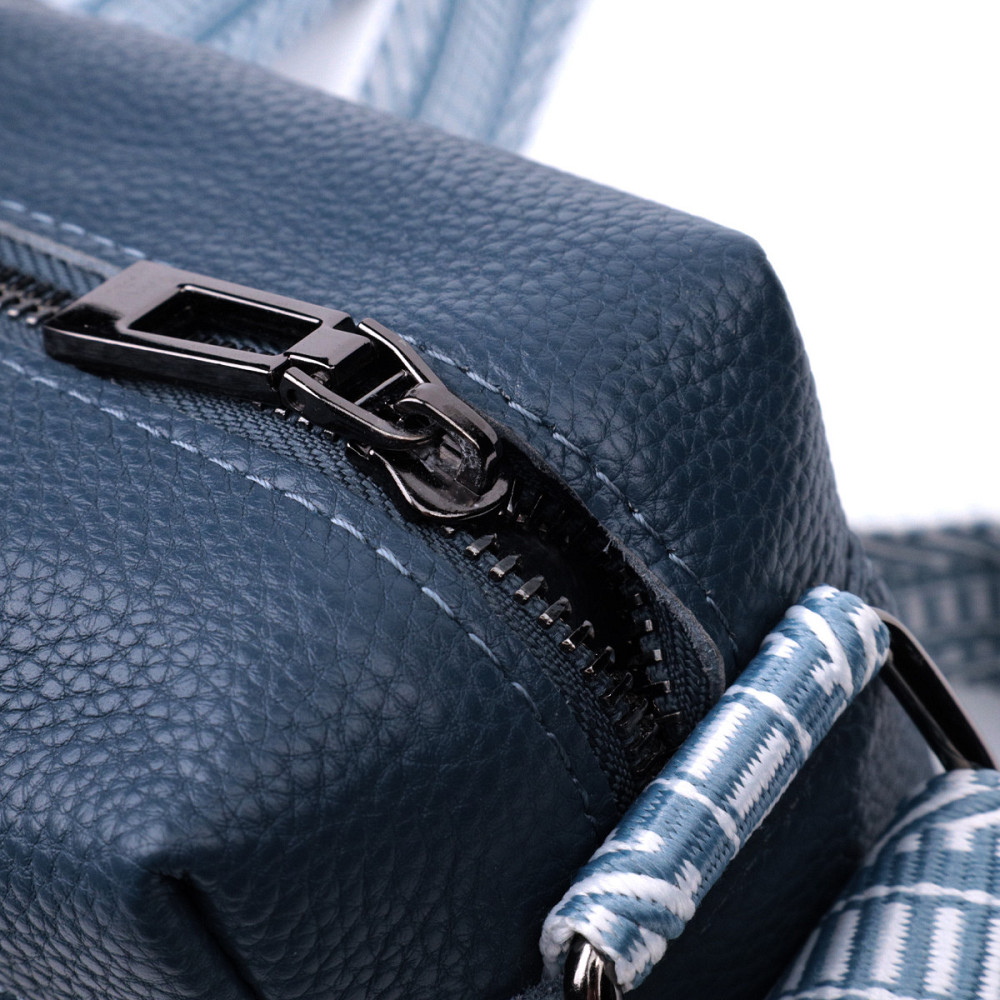 Трендова сумка на одне відділення для стильних жінок із натуральної шкіри Vintage 22605 Синя Київ - фото 8